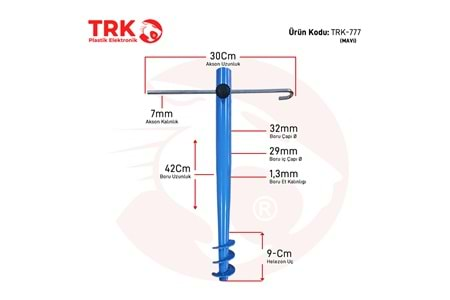 TRK-777 Metal Şemsiye Kazığı (MAVİ)