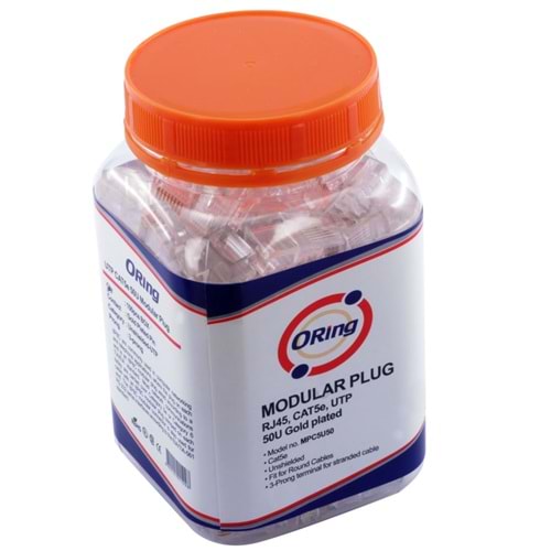 ORİNG MPC6U3 CAT6 U/UTP MODULAR PLUG 3U RJ45 (100 ADET)