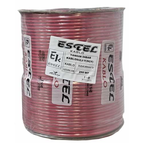 ESTEL YANGIN KABLOSU CCA 2x2x0,80+0.50 KIRMIZI(PVC) 250MT