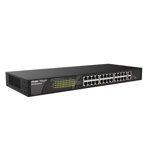 RUİJİE - REYEE RG-ES126S-LP V2 24-Port 10/100Mbps + 1-Upper-link port 10/100/1000Mbps + 1-Combo Port 10/100/1000Mbps, 24 of the ports support PoE/PoE+ SWİTCH