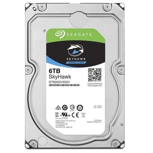 6TB SEAGATE SKYHAWK ST6000VX001 3.5 5400RPM SATA 256MB 7/24 GÜVENLİK