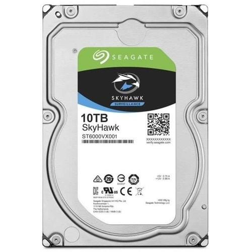 SEAGATE SKYHAWK 10TB ST10000VE001 3.5 7200RPM SATA 256MB 7/24 Güvenlik