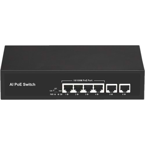 SCSI Network SC4AF 4 Port PoE Switch 10/100 + 2x100 Uplink 65 Watt SWİTCH