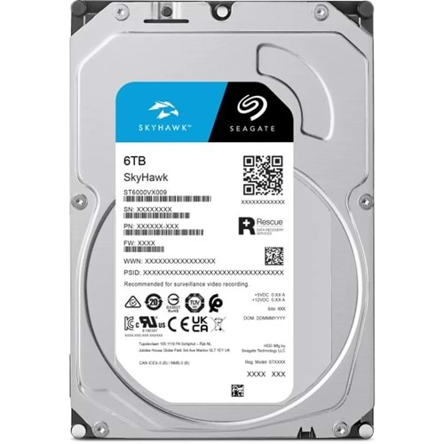 SEAGATE SKYHAWK 6TB 5400RPM 256MB SATA3 6Gbit/sn ST6000VX009 7/24 HDD