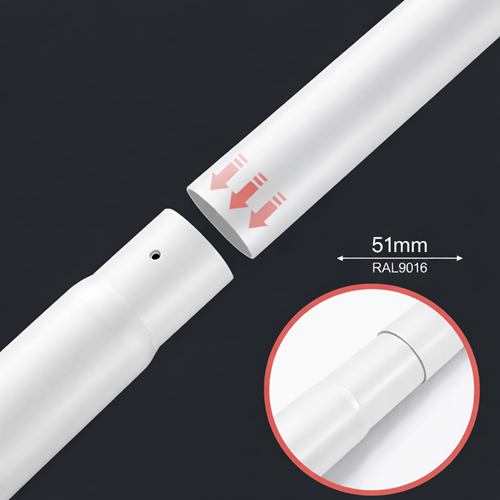 TRK-D300 / 3 METRE 51mm METAL EK UZATMA (Fırın Boyalı)(RAL9016 Beyaz)