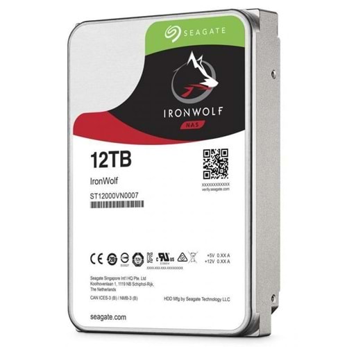 SEAGATE IRONWOLF 12TB 7200RPM 256MB SATA3 6Gbit/sn ST12000VN0008 NAS HDD