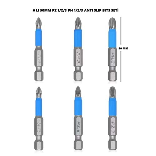 50MM 6 LI SOLIDFAST KAYDIRMAZ ANTI-SLIP UÇ SETİ - PH1/PH2/PH3/PZ1/ PZ2/PZ3