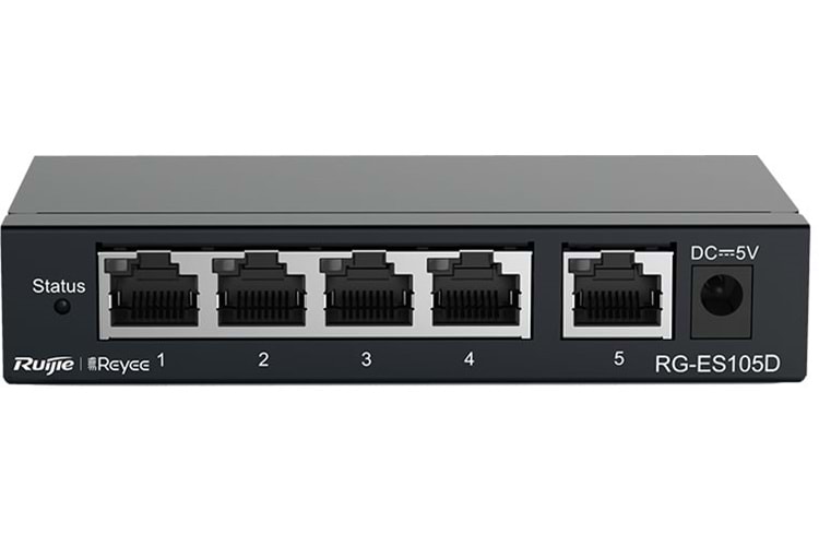RUİJİE - REYEE RG-ES105D 5-Port Switch, 5 10/100base-t Ethernet RJ45 Ports , Metal Kasa