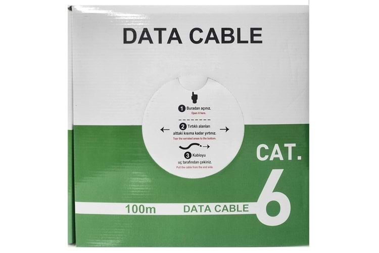 TRKLink CAT6 4x2x23AWG U/UTP PE CCA KABLO 100MT KUTU - SİYAH (OUTDOOR)