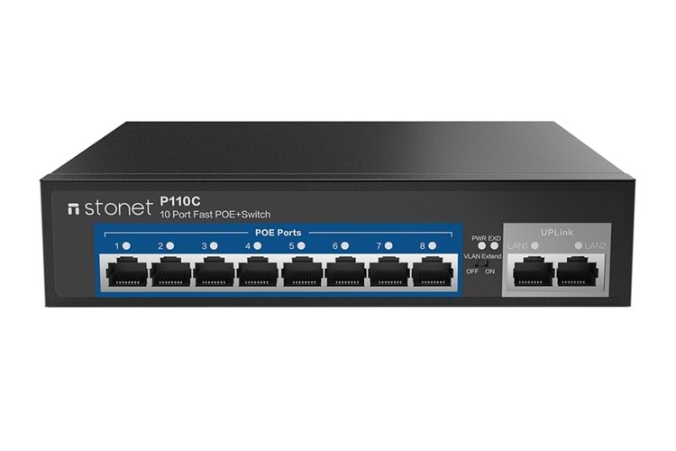 STONET P110C 10 Port Fast Ethernet PoE Switch/8 PortPoE/802.3at/af