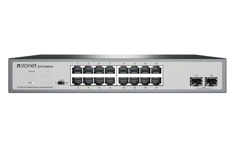 STONET ST3118GS-D 16P BAKIR+2P SFP RACKMOUNT GB ETHERNET SWİTCH