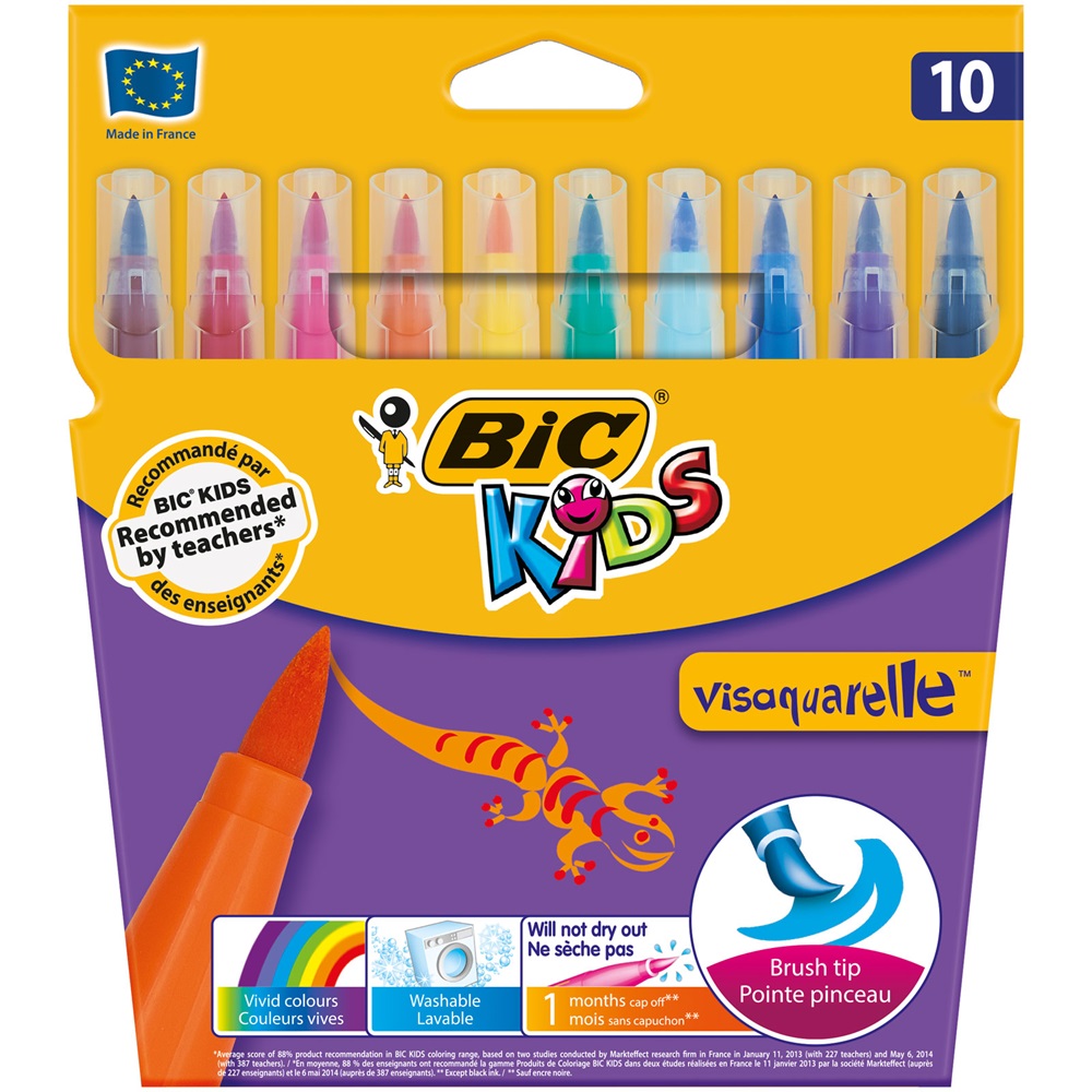 Bic Kids Visaquarelle Fırça Uçlu Keçeli Boya Kalemi 10 Renk U92188