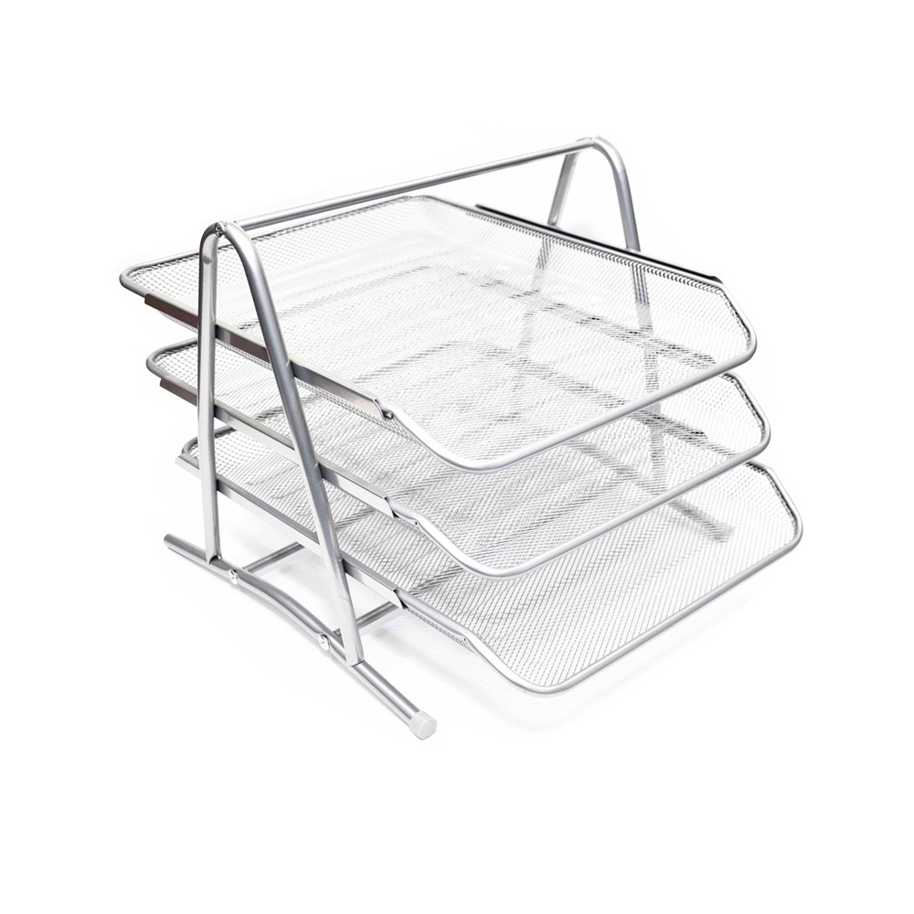 Slm 3 Lü Evrak Rafı Metal Perfore Gri