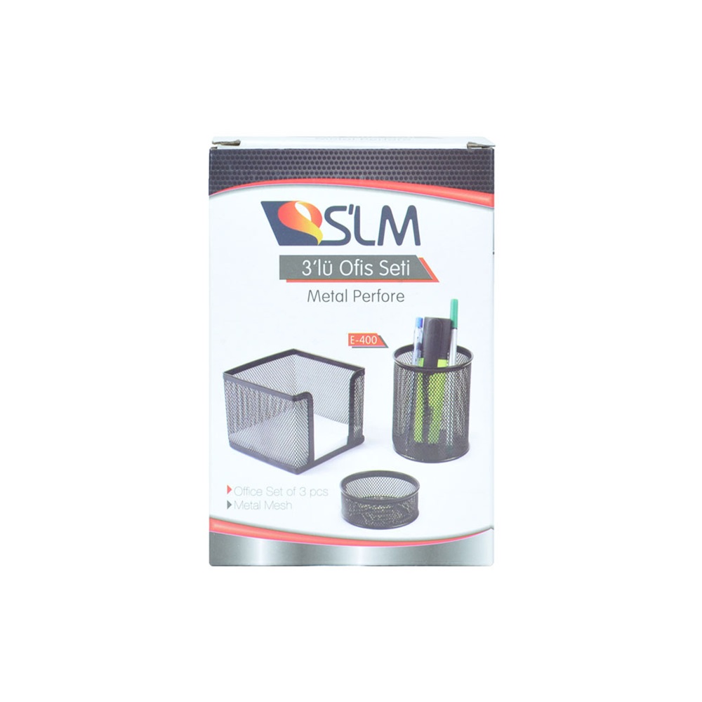 Slm 3 Lü Ofis Seti Metal Perfore E-400 Siyah