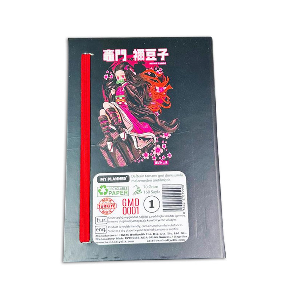 Bam Lastikli Defter Sert Kapak Çizgisiz 160yp-Nezuko Kamado