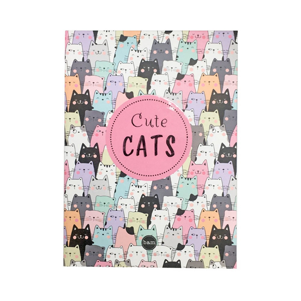 Bam 14,8x21 Lastikli Defter Siyah Yaprak-Cute Cats