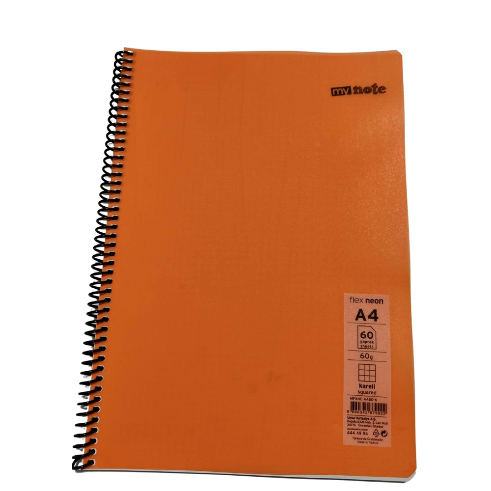 Mynote Flex Neo Defter A4 60 Yp Kareli - Turuncu