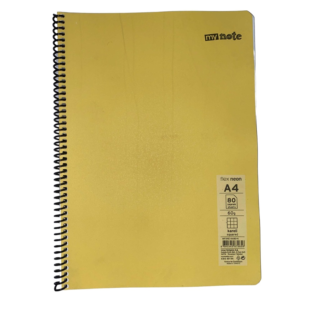 Mynote Flex Neo Defter A4 80 Yp Kareli - Sarı