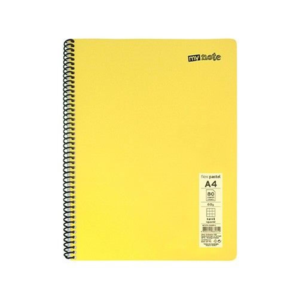 Mynote Flex Pastel Defter A4 80 Yp Kareli - Sarı