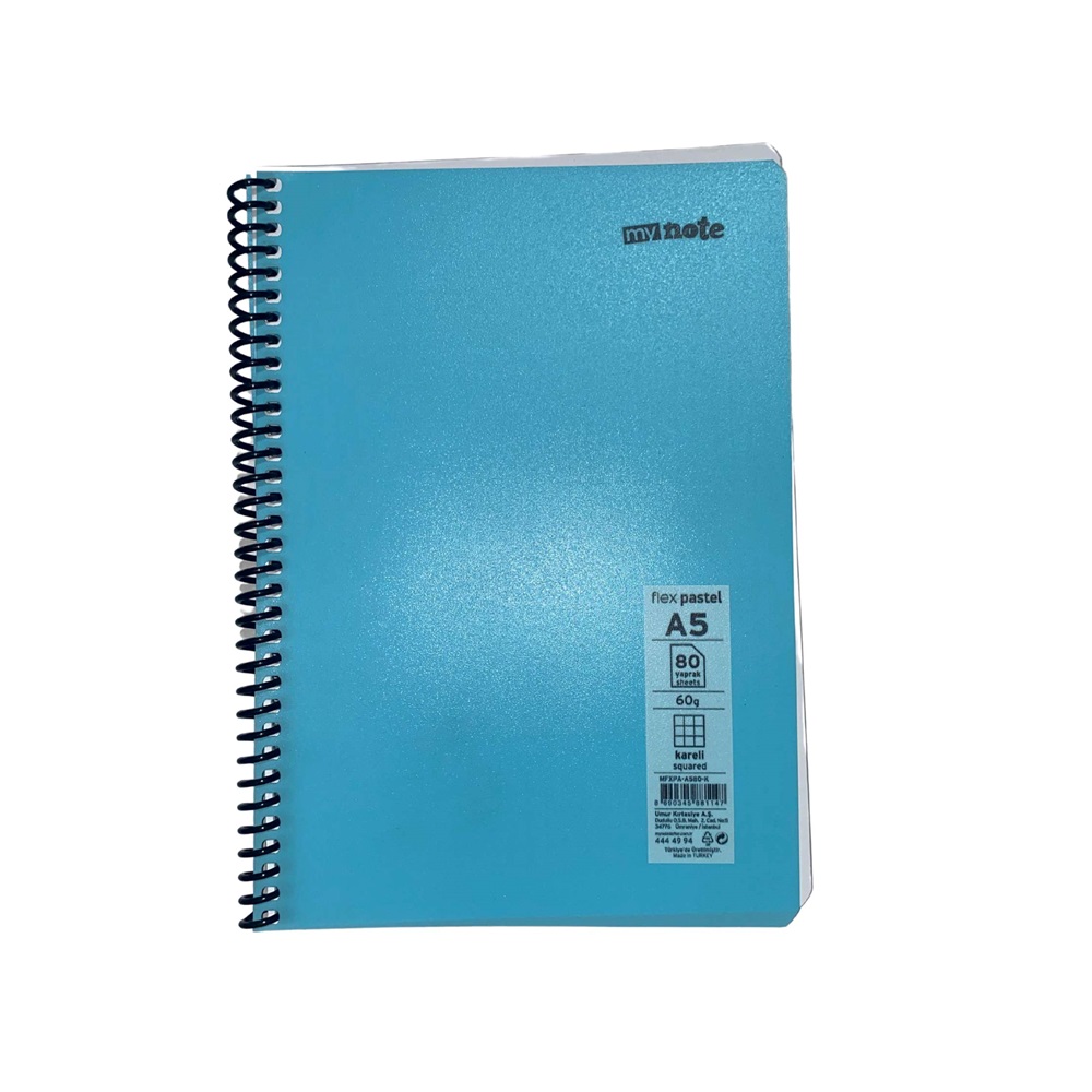 mynote FLEX PASTEL Defter A5 80 yp Kareli - Mavi