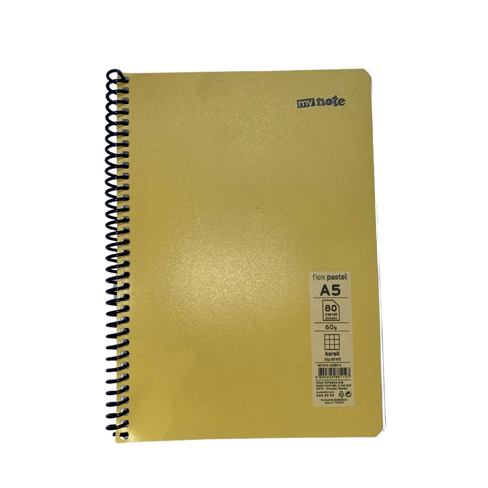 mynote FLEX PASTEL Defter A5 80 yp Kareli - Sarı