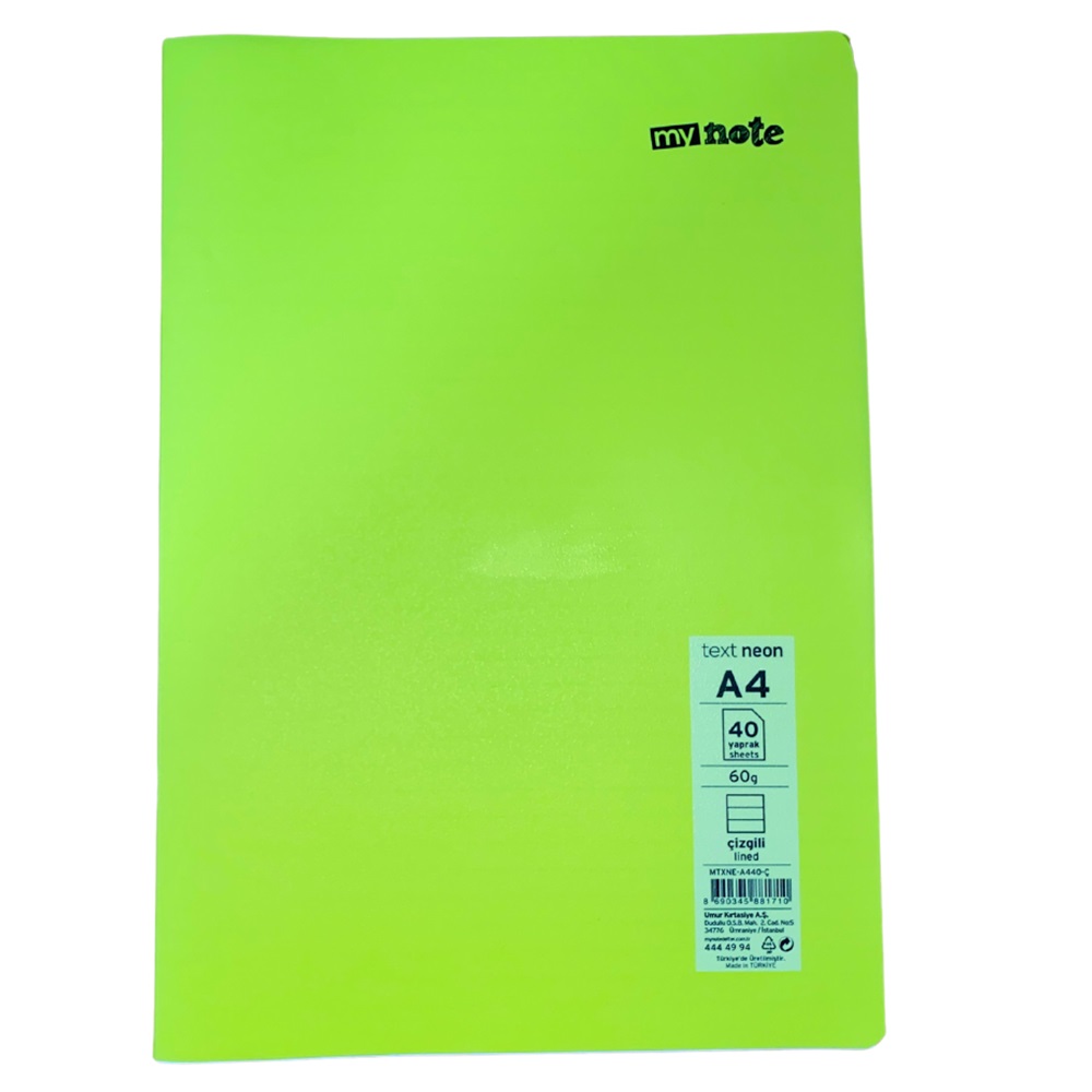 Mynote Text Neo Defter A4 40 Yp Çizgili - Sarı