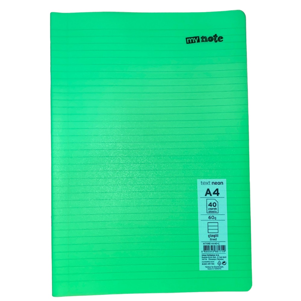 Mynote Text Neo Defter A4 40 Yp Çizgili - Yeşil