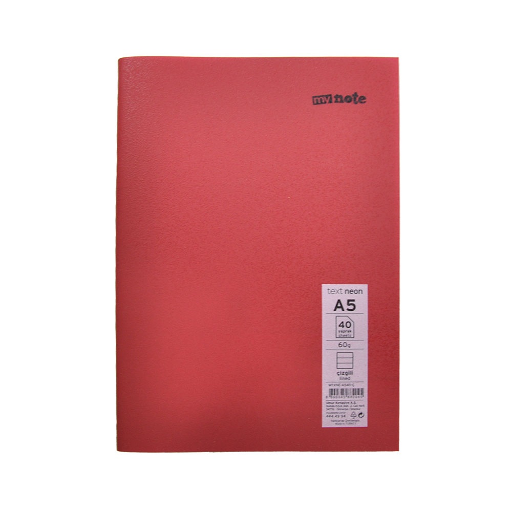 Mynote Text Neon Defter A5 40yp Çizgili - Kahverengi