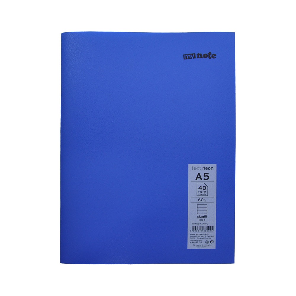 Mynote Text Neon Defter A5 40yp Çizgili - Lacivert