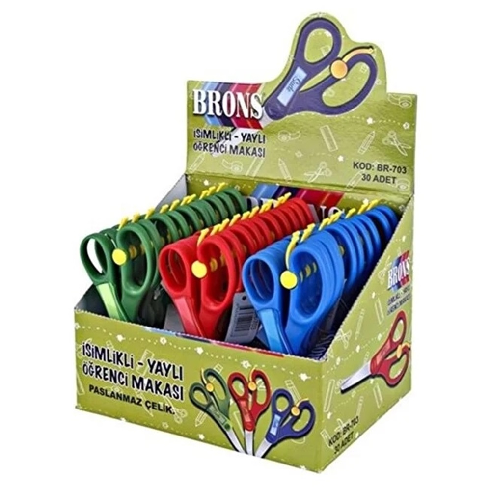 Brons İsimlikli - Yaylı Okul Makası BR-703 - Yeşil