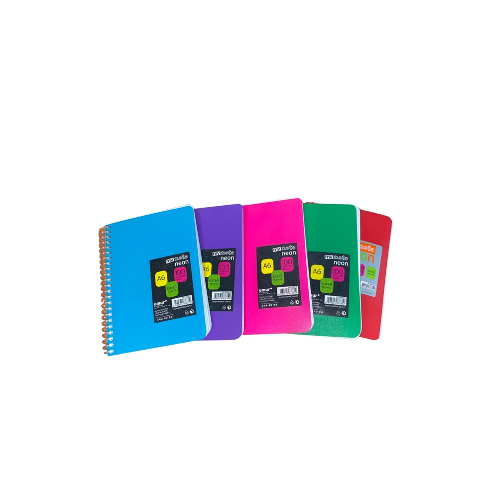 Mynote Neon Defter A6 100yp Kareli