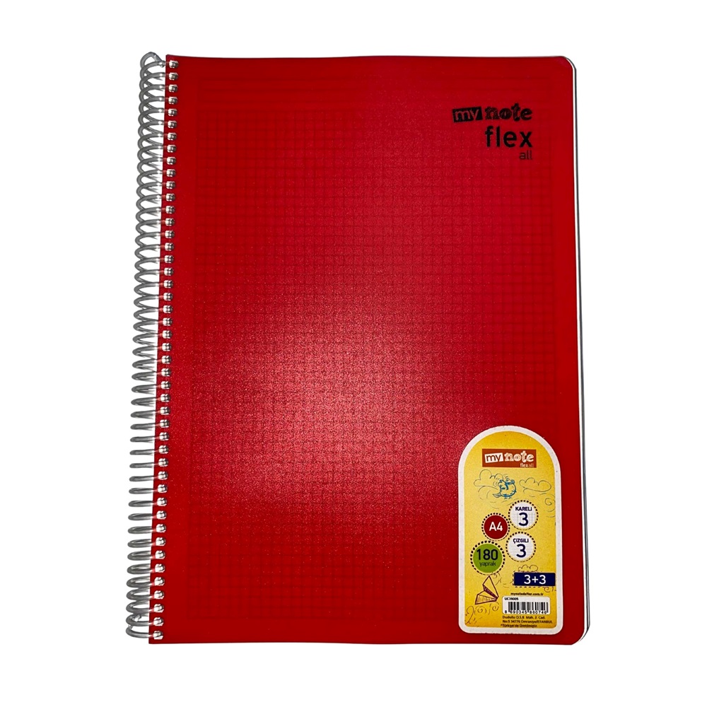 Mynote Flex All 3K+3Ç A4 180yp Defter - Kırmızı