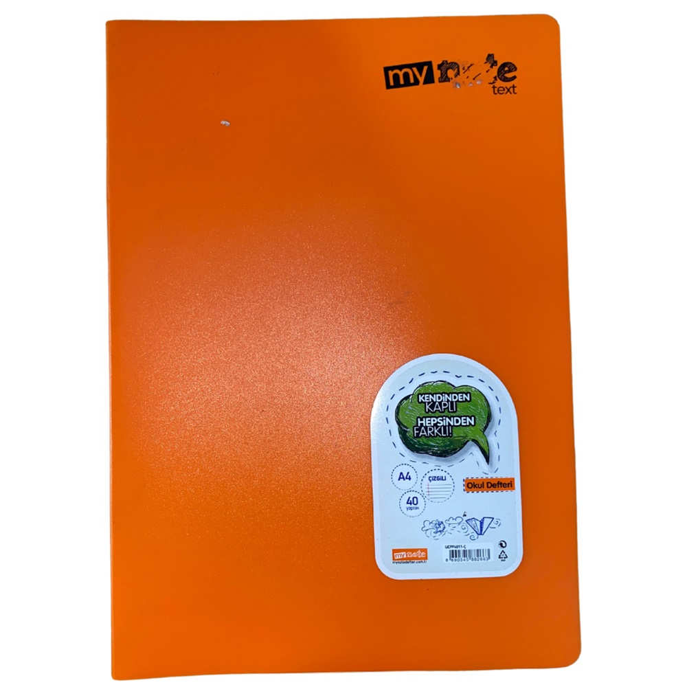 Mynote Text Okul Defteri A4 40yp Çizgili - Turuncu