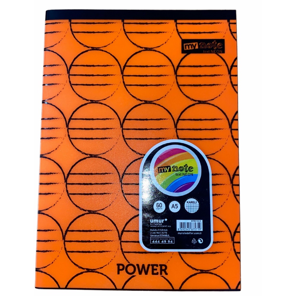 Mynote Text Neon A5 60yp Kareli - Turuncu