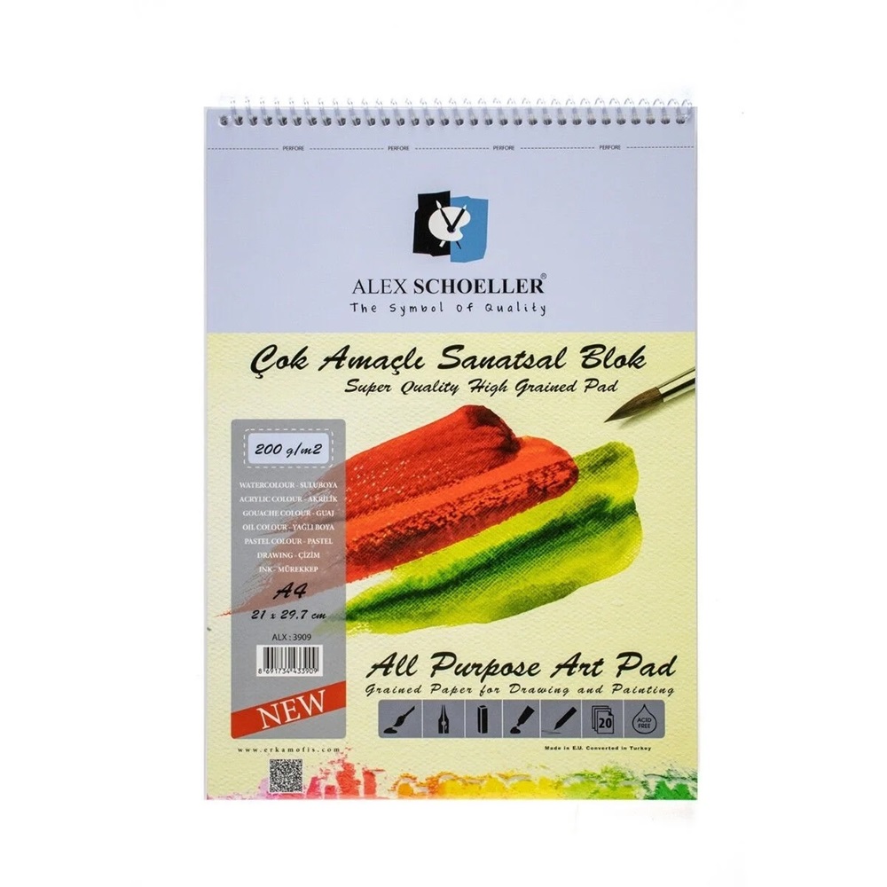 Alex Schoeller A4 200 gr Çok amaçlı spiralli resim defteri 20 yp ALX-3909