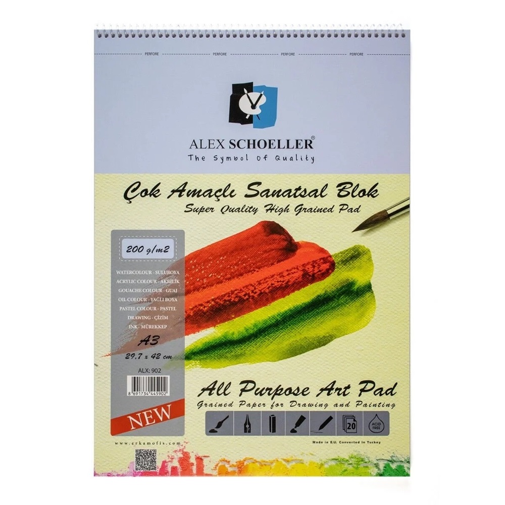 Alex Schoeller A3 200 gr Çok amaçlı spiralli resim defteri 20 yp ALX-902