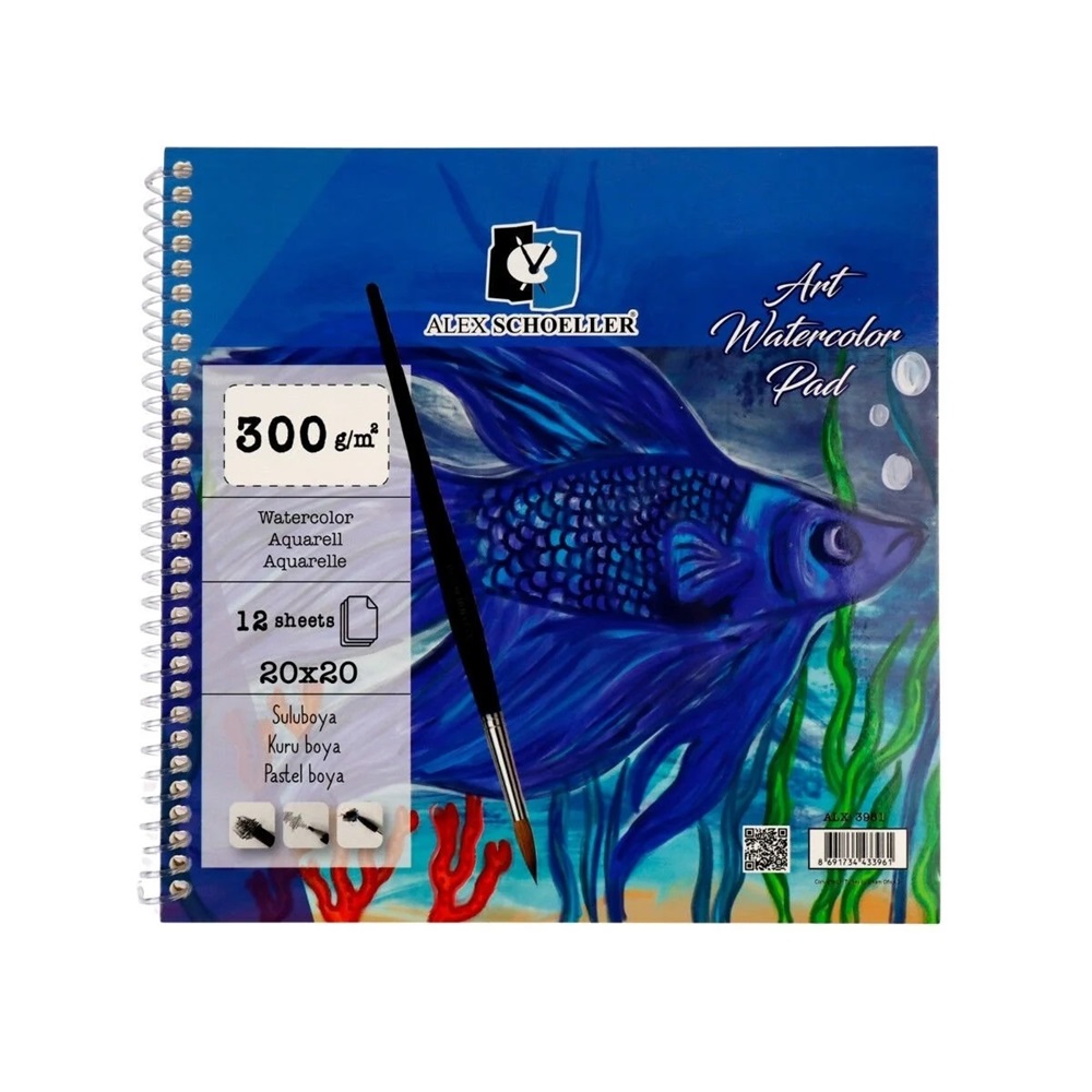 Alex Schoeller 20x20 300gr Spiralli Art Sulu Boya Defteri ALX-3961