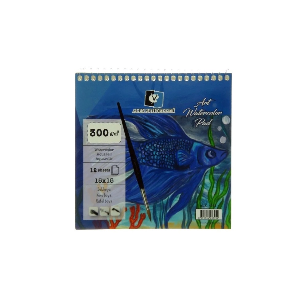 Alex Schoeller 15x15 300gr Spiralli Art Sulu Boya Defteri ALX-3954