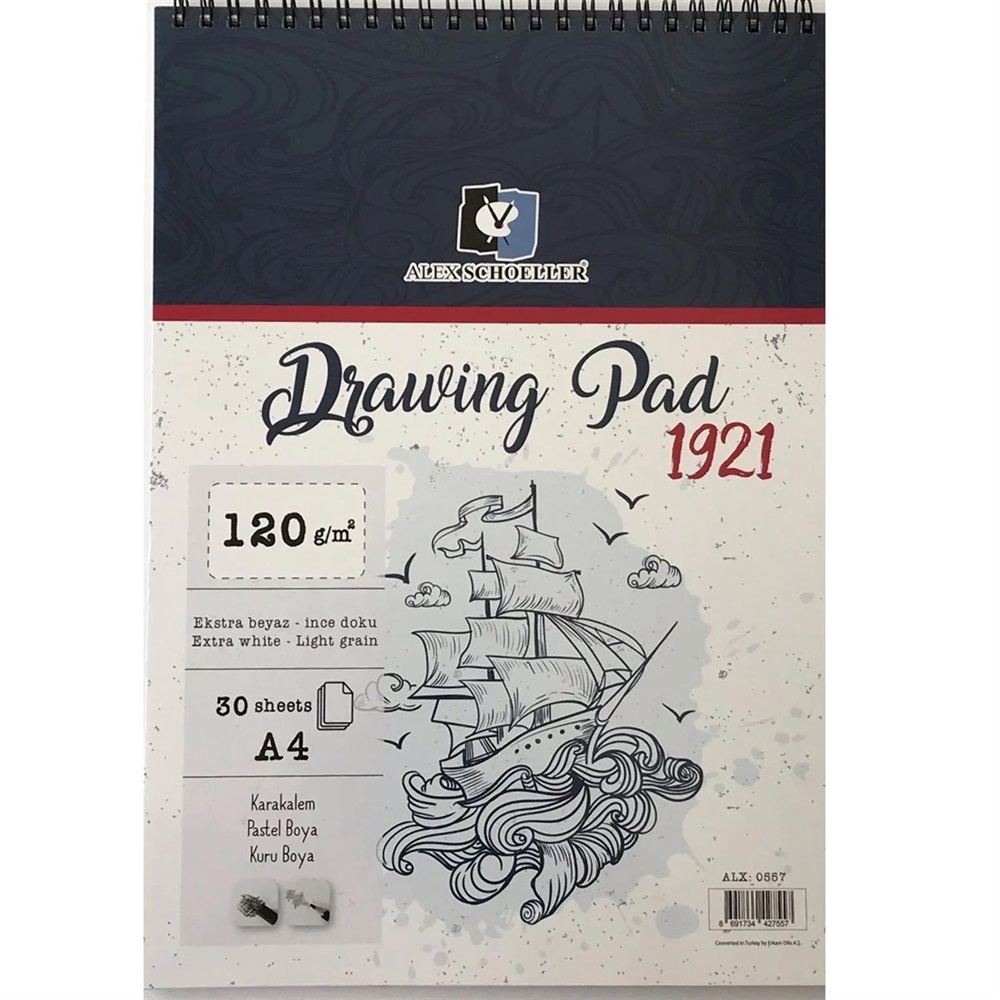 Alex Schoeller A4 120 gr Spiralli Drawing Pad 30lu ALX-0557