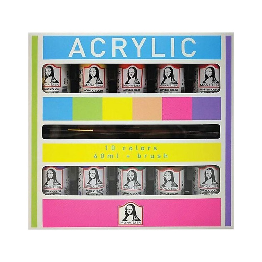 Monalisa Akrilik Boya 10 Renk 40 ml - Fırça Hediyeli