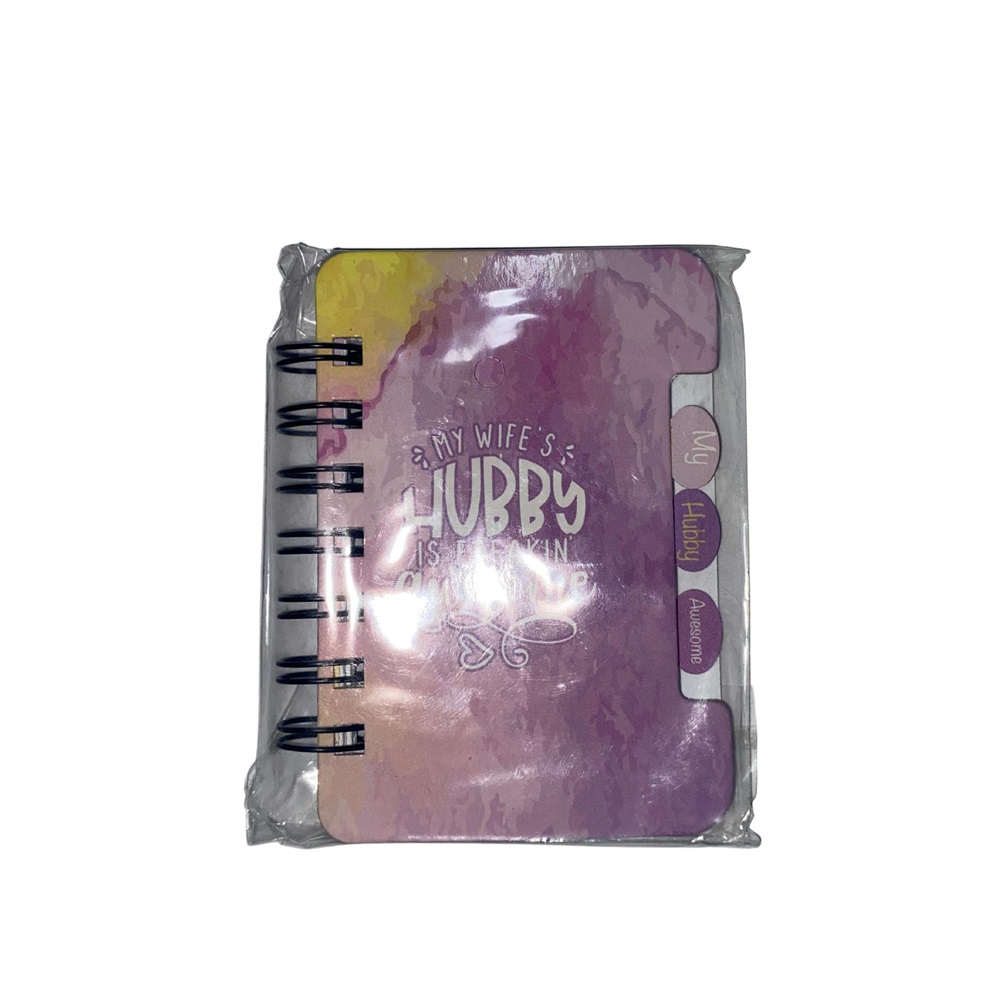 Mikro Desenli Ayraçli Not Defteri Telli Çizgili - NT-03 -My Hubby Awesome Lila- A7 - 60 Yp