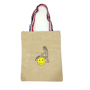 Slm Desenli Bez Çanta - Happy Smile - Krem
