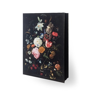 Bam 14,8x21 Lastikli Defter Siyah Yaprak-Çiçek