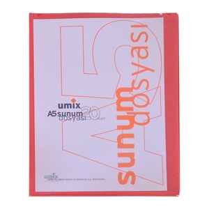 Umix Önden Cepli Sunum Dosyası A5 Kırmızı 20li