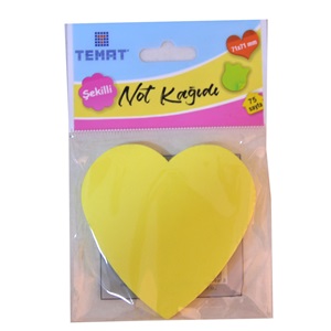Temat 71x71 Şekilli Not Kağıdı 75yp - Sarı Kalp