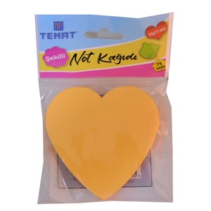 Temat 71x71 Şekilli Not Kağıdı 75yp - Turuncu Kalp