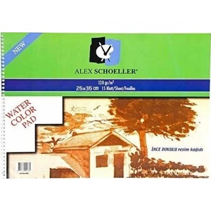 Alex Schoeller 25x35 120 gr Spiralli Kraft Kapak Resim Defteri 15 yp ALX-826/140