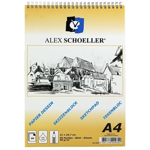 Alex Schoeller A4 90 gr Spiralli Eskiz Blok 60 YP ALX-820/48