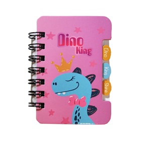 Mikro Desenli Ayraçli Not Defteri Telli Çizgili - NT-03 - Dino King Shine Pembe - A7 - 60 Yp