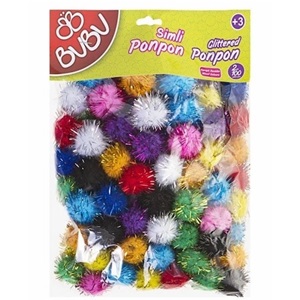 Bubu 2cm 100 lü Renkli Ponpon Simli